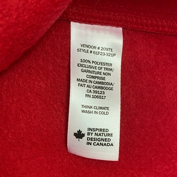 Red Embroidered Fleece Jacket by Northern Traditions Size LP - Picture 5 of 11